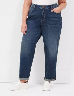 Lane Bryant Boyfriend Fit Kadın Kot Pantolon Koyu Mavi | MRN116KU