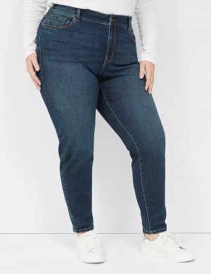 Lane Bryant Curvy Fit High-Rise Skinny Kadın Kot Pantolon Koyu Mavi | YCX9811PT