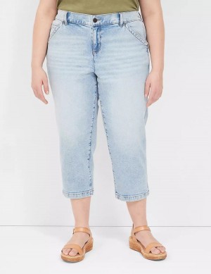 Lane Bryant Elastic Back-Waist Boyfriend Capri Kadın Kot Pantolon Açık Mavi | HBT8093SU