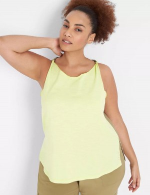 Lane Bryant LIVI Boatneck Twist-Shoulder Kadın Atlet Açık Yeşil | TQW8562SK