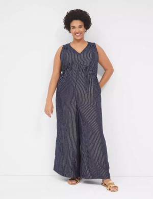 Lane Bryant Lurex Gauze Easy Kadın Tulum Mavi | LUC345FQ