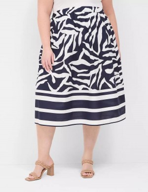 Lane Bryant Printed Midi Kadın Etek Lacivert Beyaz | AWN8961LG