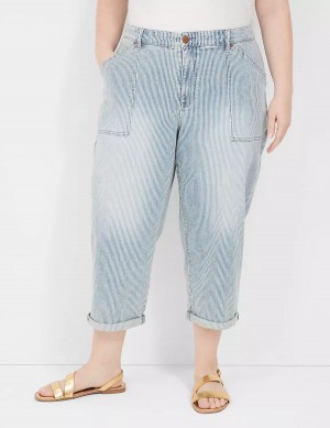 Lane Bryant Railroad Stripe Boyfriend Fit Capri Kadın Kot Pantolon Açık Mavi | FGG995UG