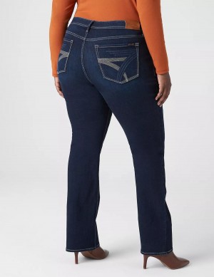 Lane Bryant Seven7 Boot With Back Pocket Embroidery Kadın Kot Pantolon Koyu Mavi | QPP4716DU