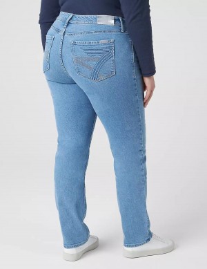 Lane Bryant Seven7 Straight With Back Pocket Embroidery Kadın Kot Pantolon Açık Mavi | MPW8499UH