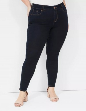 Lane Bryant Signature Fit Sateen Skinny Kadın Kot Pantolon Koyu Mavi | IVE1376ZA