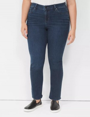 Lane Bryant Signature Fit Straight - Everyday Dark Wash Kadın Kot Pantolon Koyu Mavi | RPP3915NR