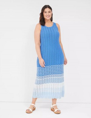 Lane Bryant Sleeveless Scoop-Neck Midi Sweater Kadın Örme Elbise Mavi | GYL7384UI