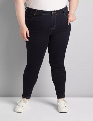 Lane Bryant Straight Fit High-Rise Sateen Skinny Kadın Kot Pantolon Koyu Mavi | YSO999CQ