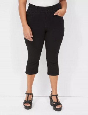 Lane Bryant Tighter Tummy Fit High-Rise Pedal Kadın Kot Pantolon Siyah | ITE771SZ