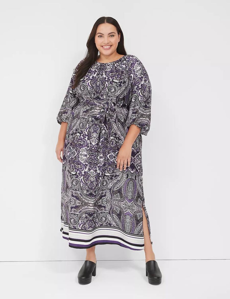 Lane Bryant 3/4-Sleeveed Kadın Uzun Elbise Siyah Renkli | ZZY8115DA