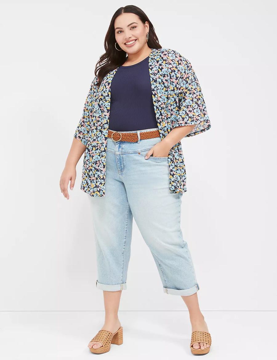 Lane Bryant Boyfriend Fit Capri Kadın Kot Pantolon Açık Mavi | JOV7140ZJ