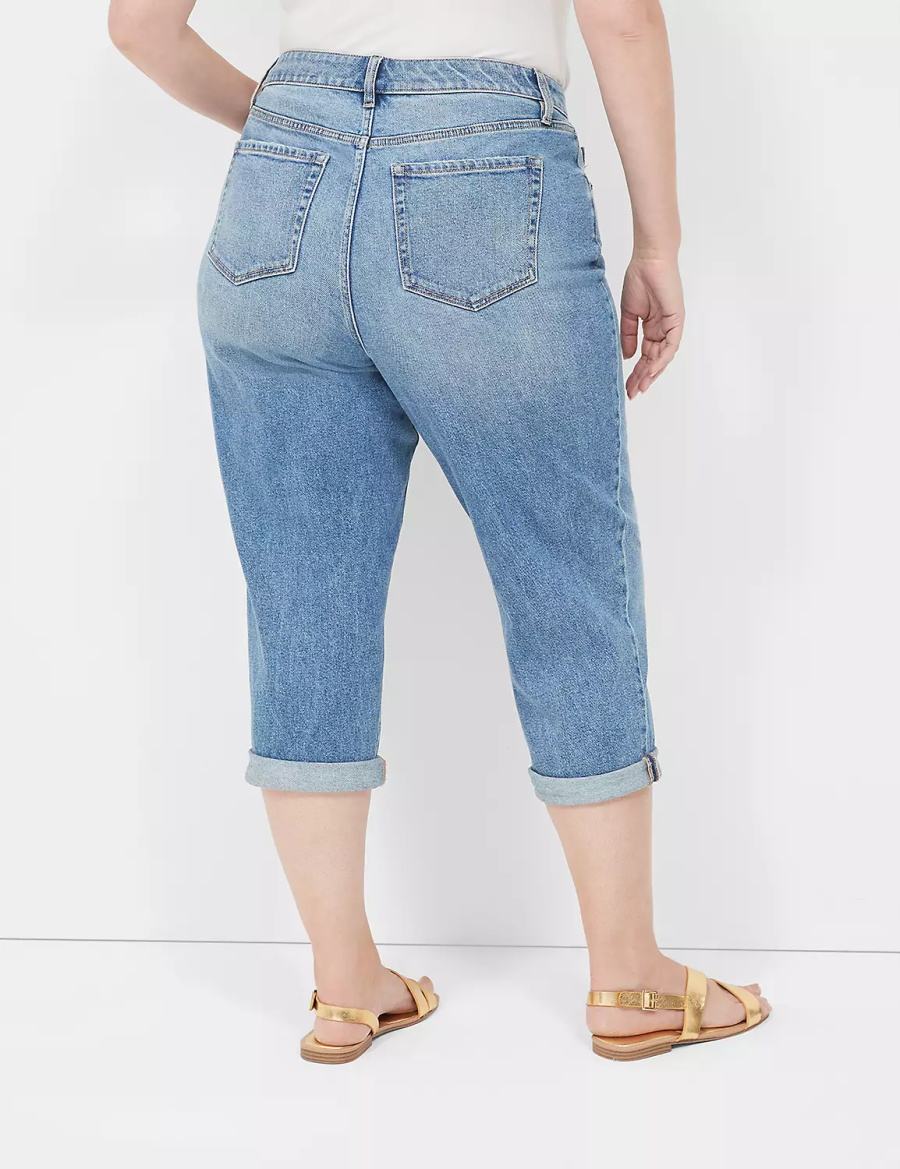 Lane Bryant Boyfriend Fit Capri Kadın Kot Pantolon Mavi | DUM7259TU