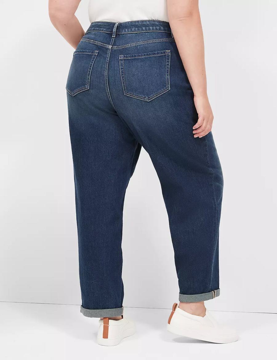 Lane Bryant Boyfriend Fit Kadın Kot Pantolon Koyu Mavi | MRN116KU