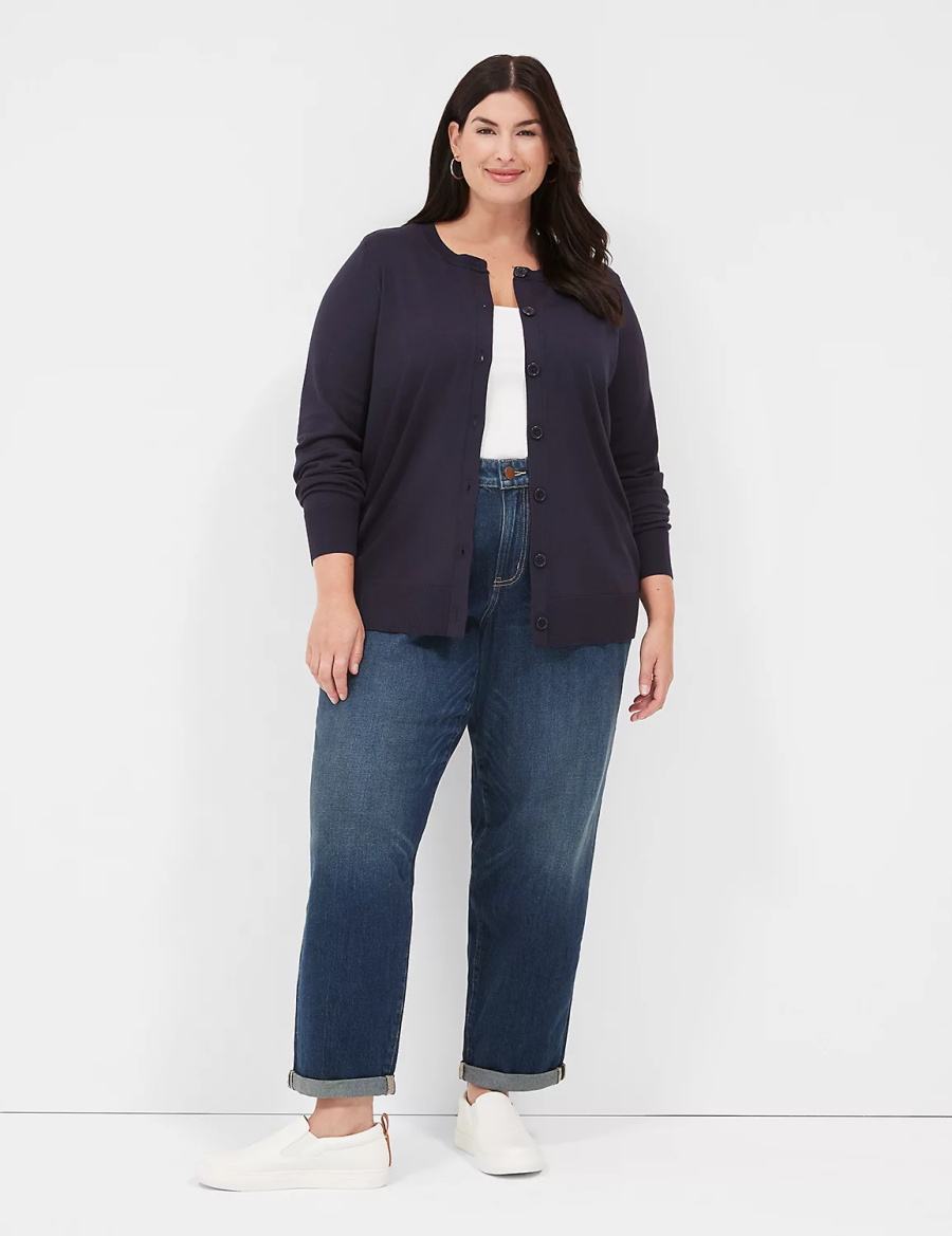 Lane Bryant Boyfriend Fit Kadın Kot Pantolon Koyu Mavi | MRN116KU