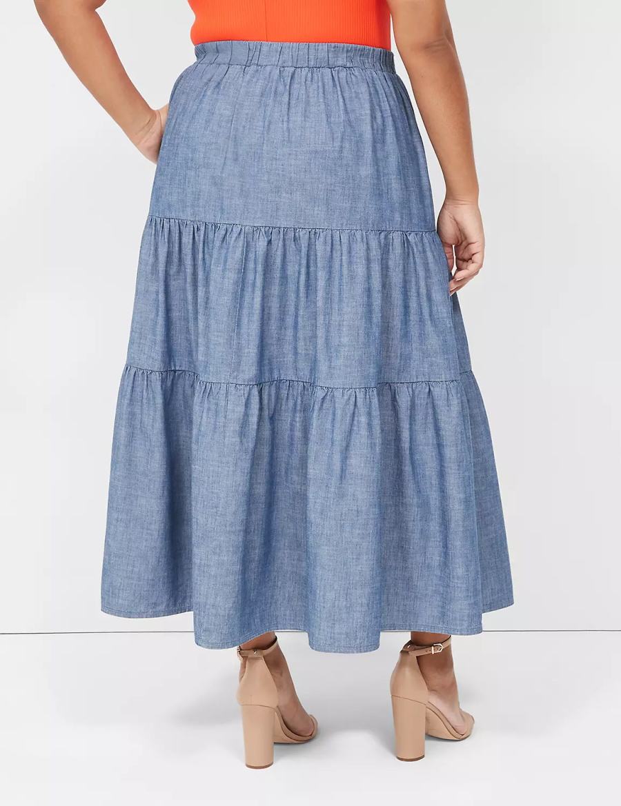 Lane Bryant Chambray Maxi Kadın Etek Mavi | ZMF525GK