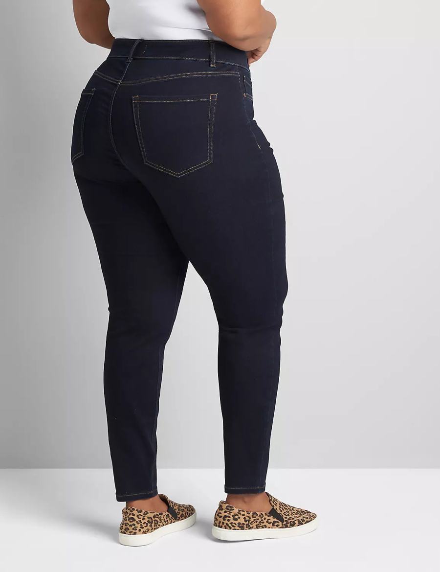 Lane Bryant Curvy Fit High-Rise Sateen Skinny Kadın Kot Pantolon Koyu Mavi | WEY7270VL