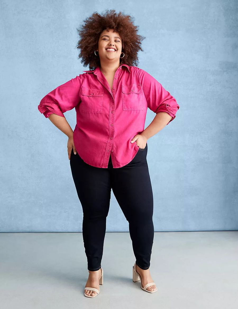 Lane Bryant Curvy Fit High-Rise Sateen Skinny Kadın Kot Pantolon Koyu Mavi | WEY7270VL