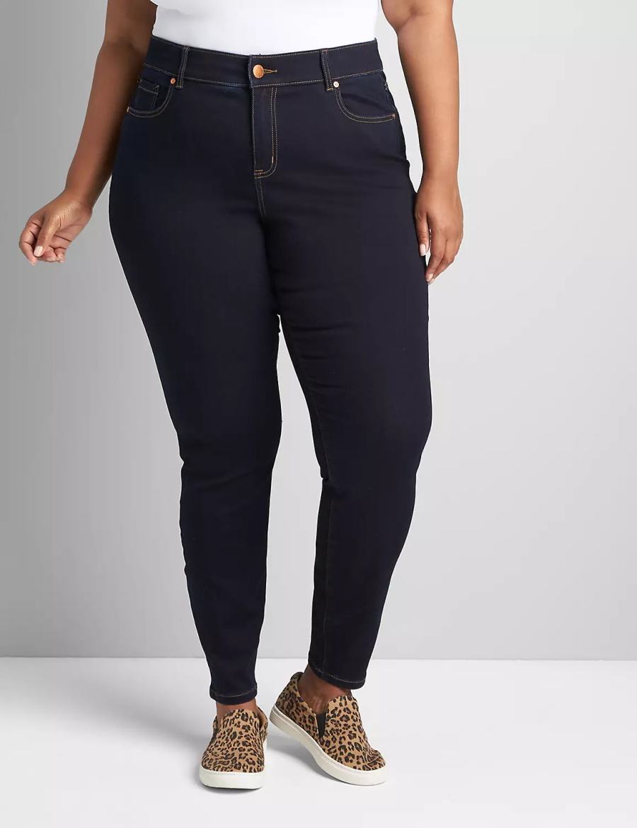 Lane Bryant Curvy Fit High-Rise Sateen Skinny Kadın Kot Pantolon Koyu Mavi | WEY7270VL