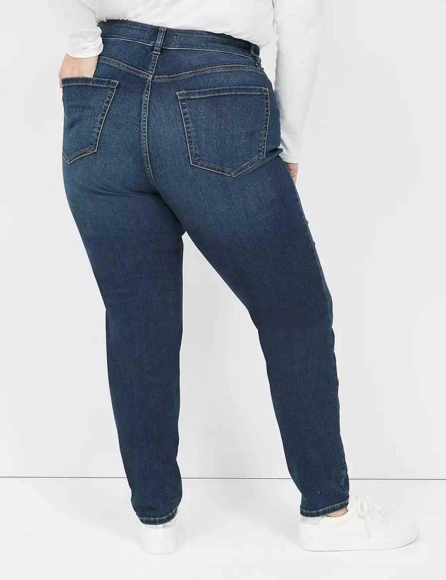 Lane Bryant Curvy Fit High-Rise Skinny Kadın Kot Pantolon Koyu Mavi | YCX9811PT