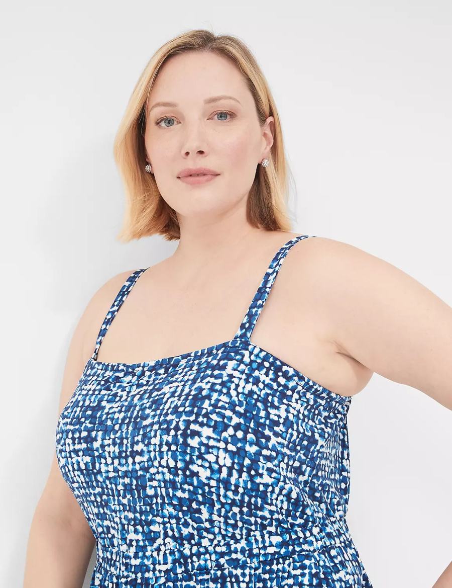 Lane Bryant Elastic-Waist Jersey Kadın Tulum Mavi | QOU2710RI