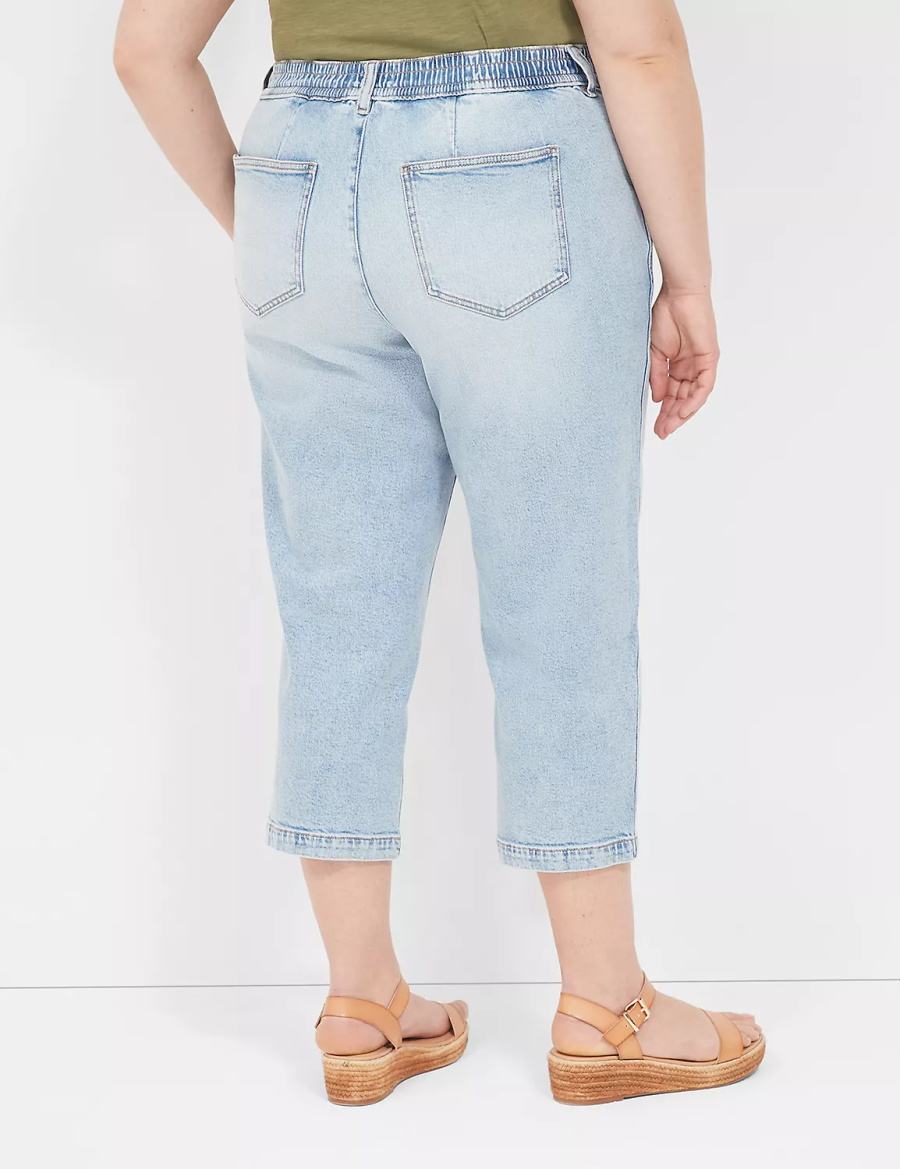 Lane Bryant Elastic Back-Waist Boyfriend Capri Kadın Kot Pantolon Açık Mavi | HBT8093SU