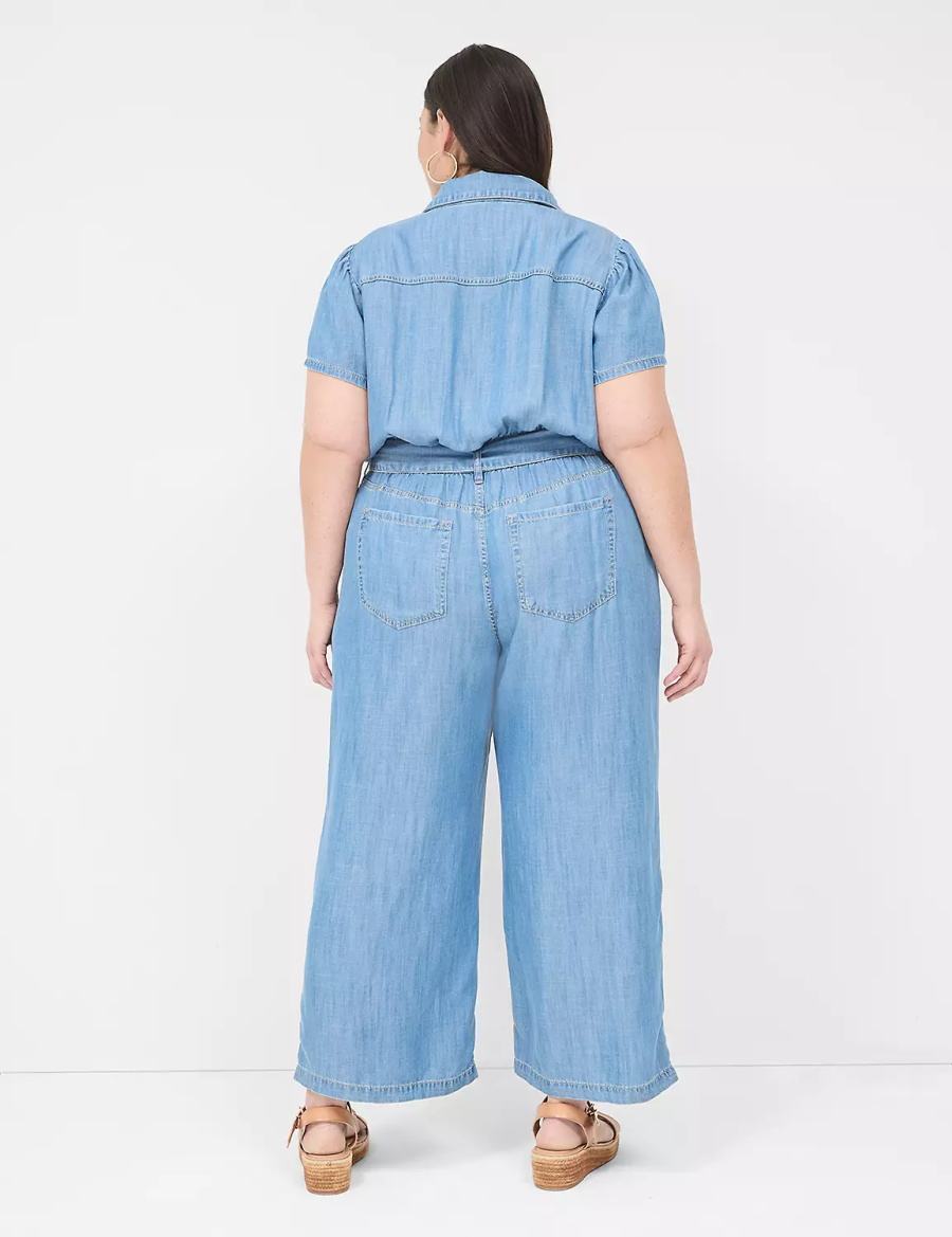 Lane Bryant Fluid Denim Kadın Tulum Açık Mavi | AXQ62100NI