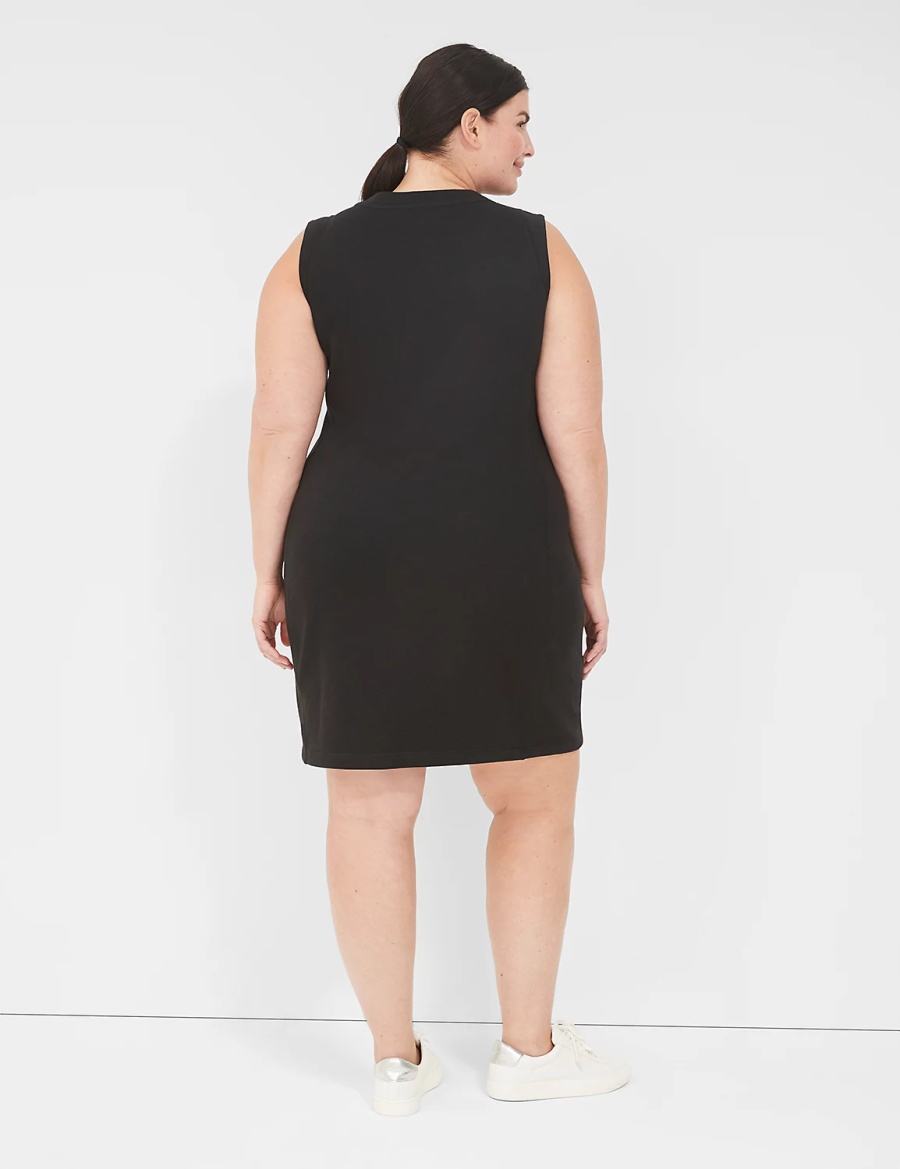 Lane Bryant LIVI Sleeveless Crew-Neck French Terry Kadın Günlük Elbise Siyah | HOT2975JR