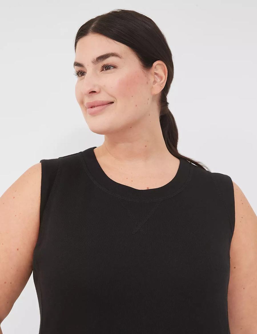 Lane Bryant LIVI Sleeveless Crew-Neck French Terry Kadın Günlük Elbise Siyah | HOT2975JR