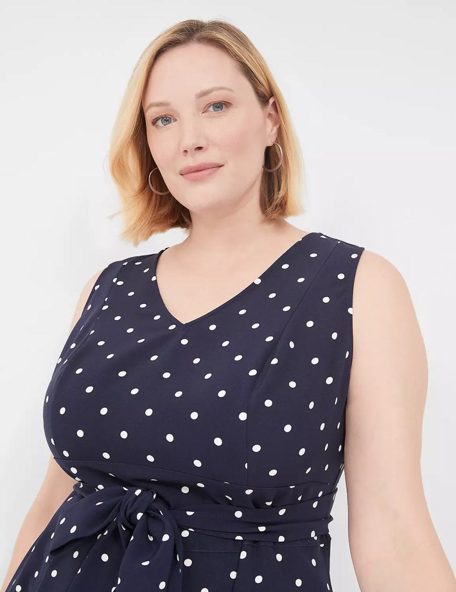 Lane Bryant Lena Sleeveless Level-Hem Kadın Midi Elbise Lacivert | VBQ5355GJ