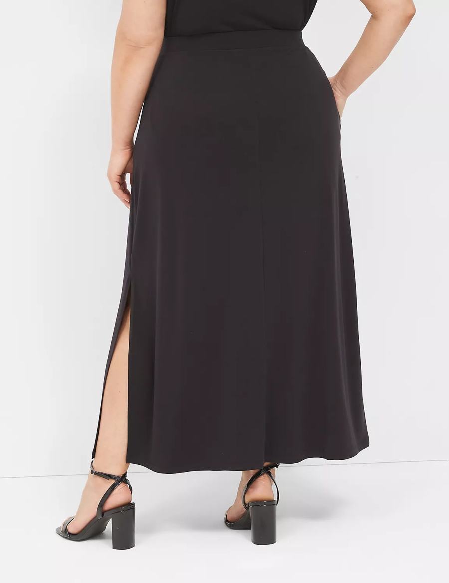 Lane Bryant Matte Jersey Side-Slit Maxi Kadın Etek Siyah | EKH1618UM