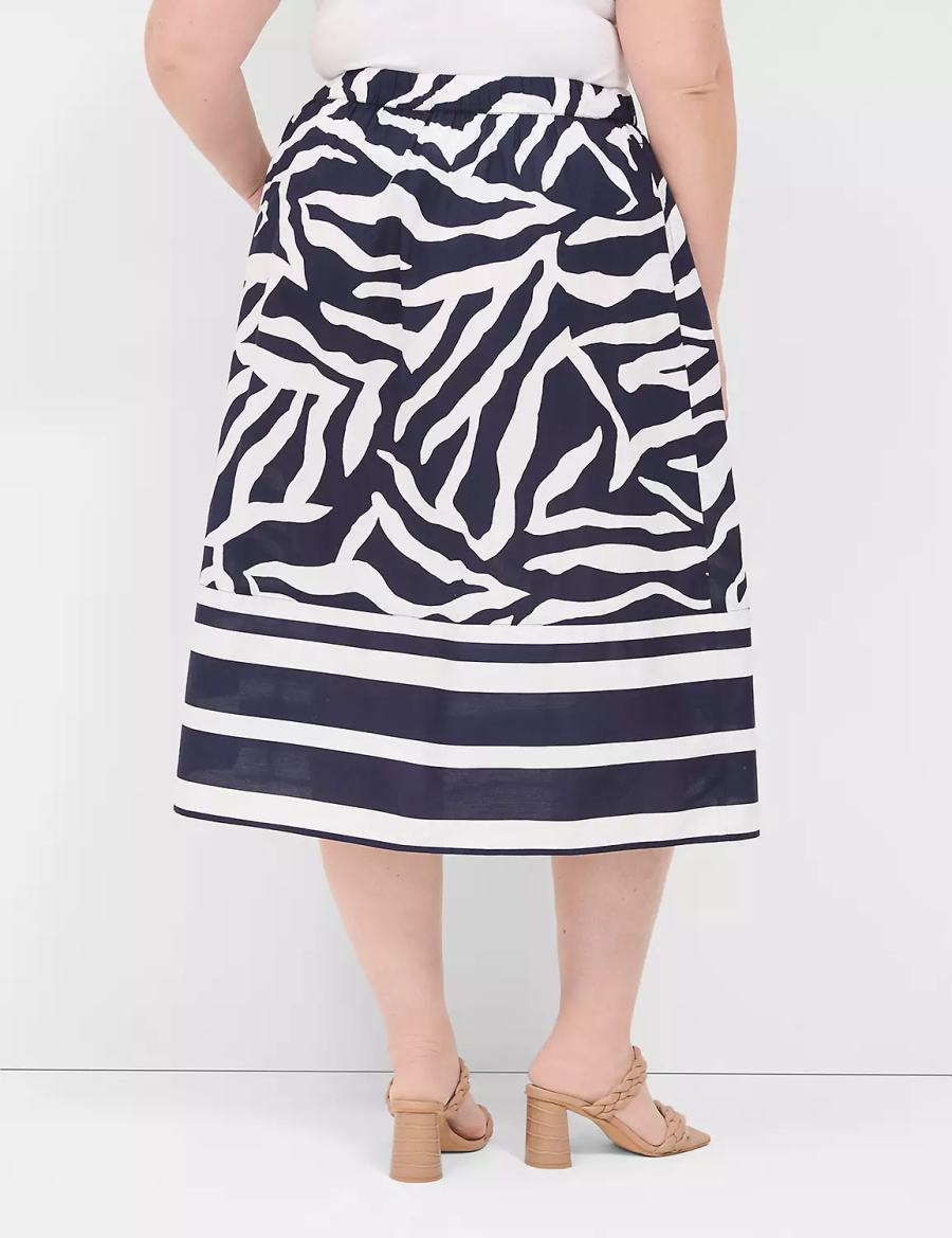 Lane Bryant Printed Midi Kadın Etek Lacivert Beyaz | AWN8961LG