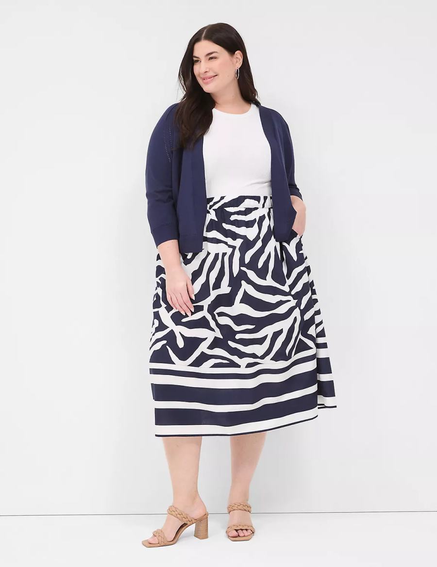 Lane Bryant Printed Midi Kadın Etek Lacivert Beyaz | AWN8961LG