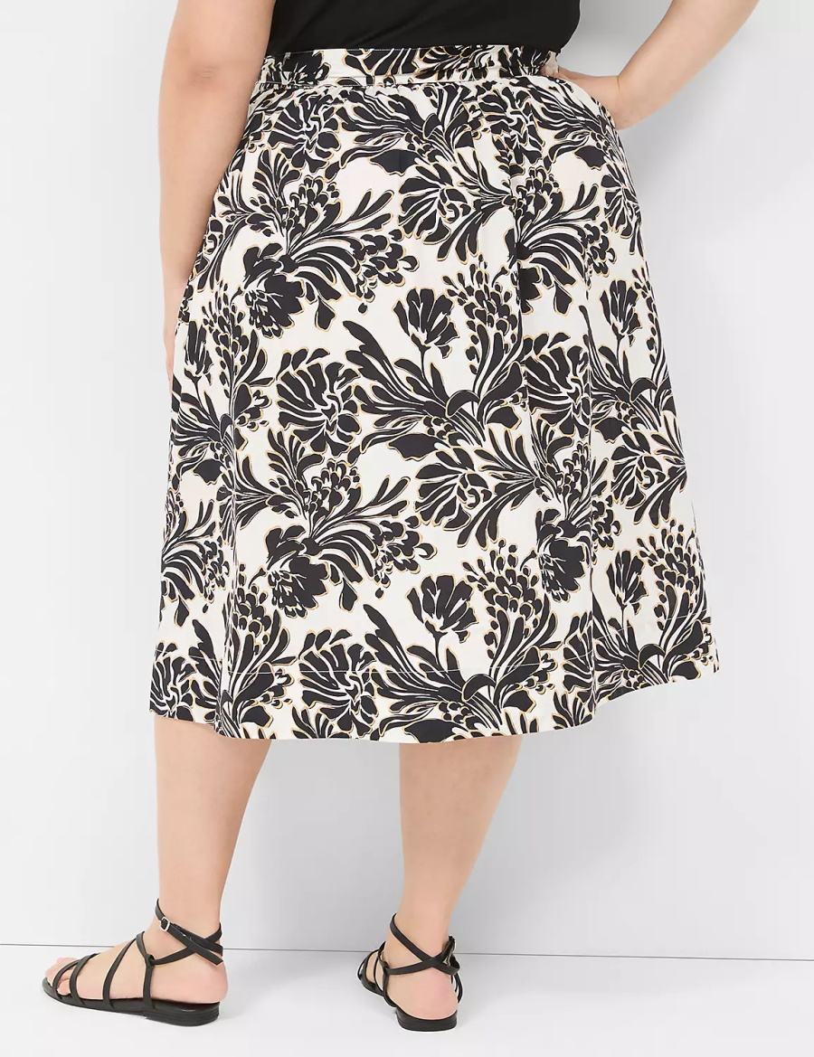 Lane Bryant Printed Midi Kadın Etek Siyah | YSZ1076IZ