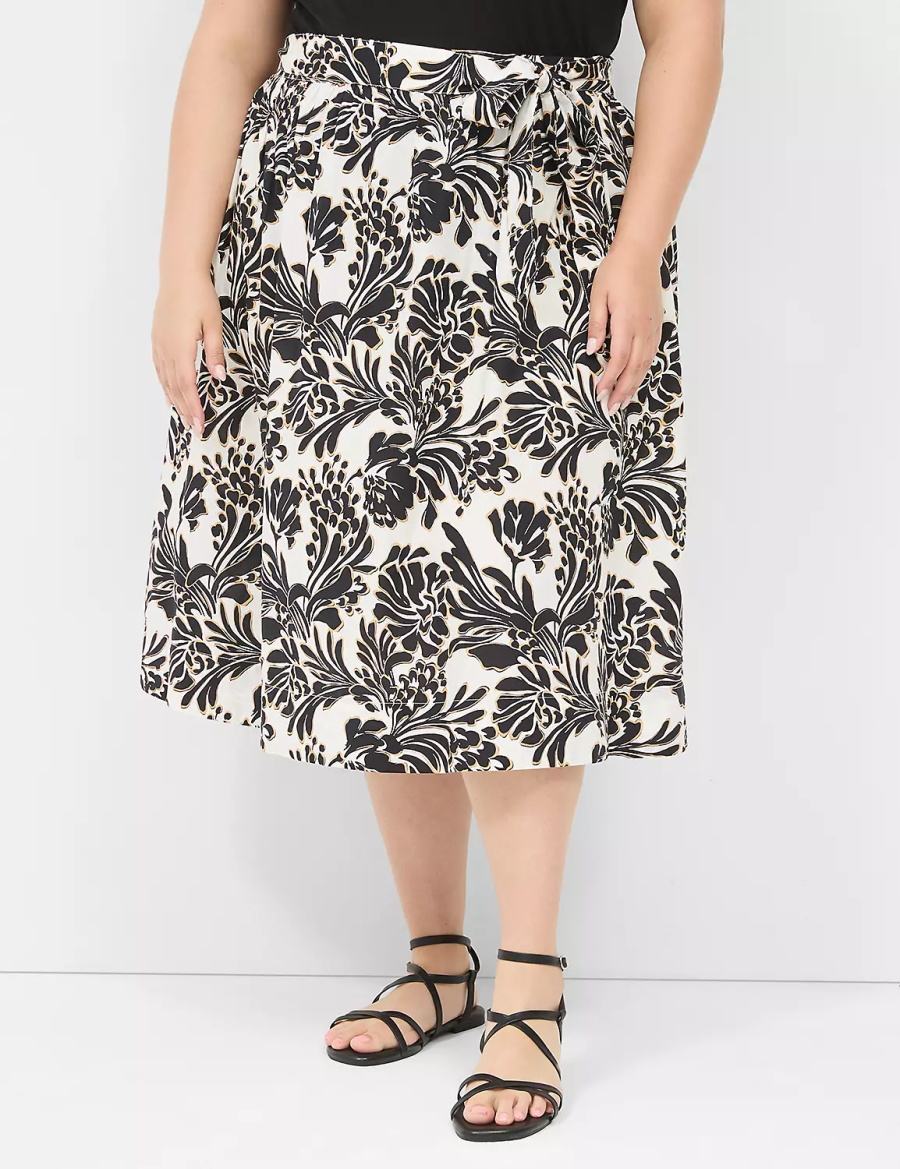 Lane Bryant Printed Midi Kadın Etek Siyah | YSZ1076IZ