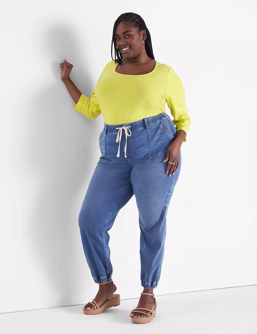 Lane Bryant Pull-On Boyfriend Jogger Kadın Kot Pantolon Mavi | MNP4224ZA