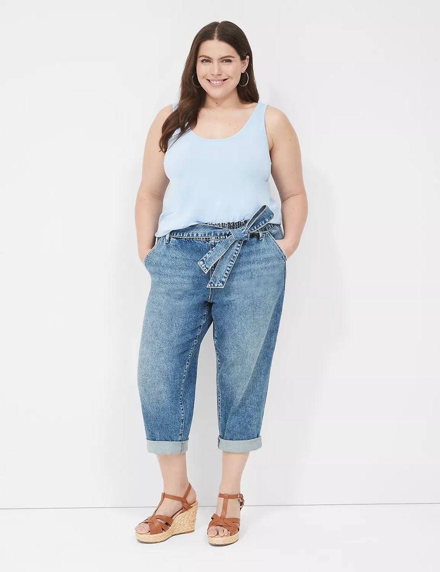 Lane Bryant Pull-On Fit Boyfriend Kadın Kot Pantolon Mavi | GES3539MV