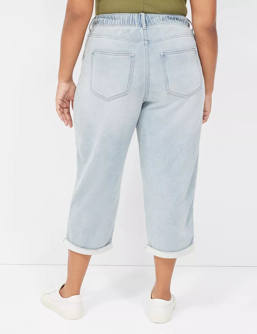 Lane Bryant Pull-On Fit Knit Boyfriend Capri Kadın Kot Pantolon Açık Mavi | KDE9130RG