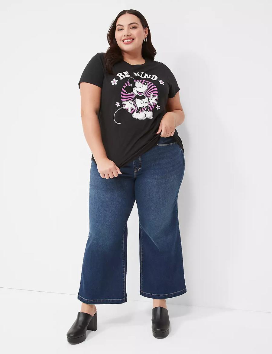 Lane Bryant Seven7 Pull-On Weekender Cropped With Embellished Pockets Kadın Kot Pantolon Koyu Mavi | YZW3022TY