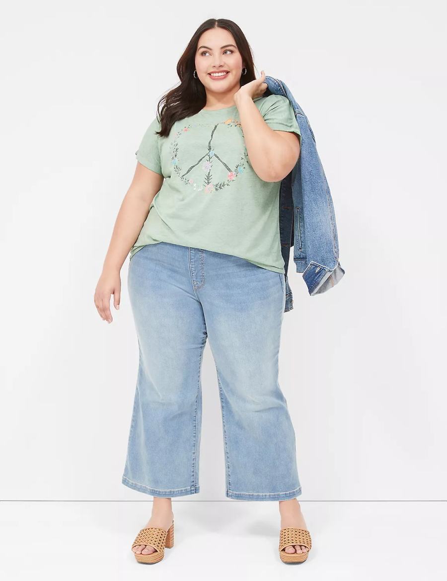 Lane Bryant Seven7 Pull-On Weekender Cropped Kadın Kot Pantolon Mavi | MAV8994AX