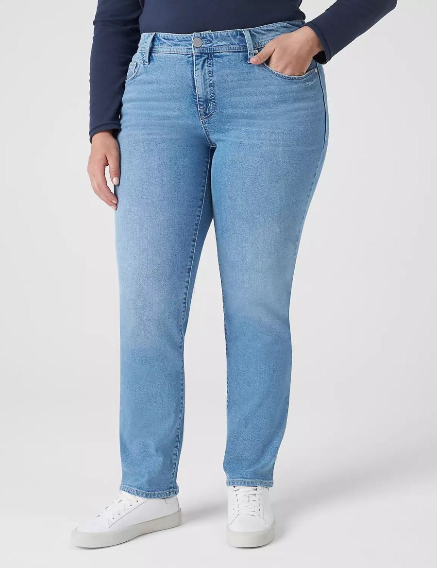 Lane Bryant Seven7 Straight With Back Pocket Embroidery Kadın Kot Pantolon Açık Mavi | MPW8499UH