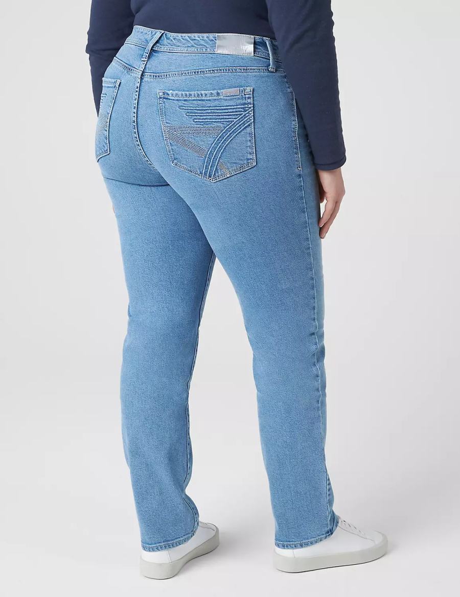 Lane Bryant Seven7 Straight With Back Pocket Embroidery Kadın Kot Pantolon Açık Mavi | MPW8499UH