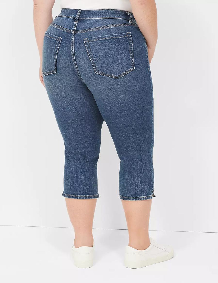 Lane Bryant Signature Fit High-Rise Pedal Kadın Kot Pantolon Koyu Mavi | HHO6389UQ