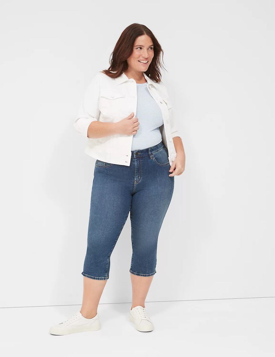 Lane Bryant Signature Fit High-Rise Pedal Kadın Kot Pantolon Koyu Mavi | HHO6389UQ