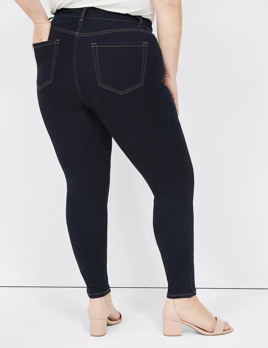 Lane Bryant Signature Fit Sateen Skinny Kadın Kot Pantolon Koyu Mavi | IVE1376ZA