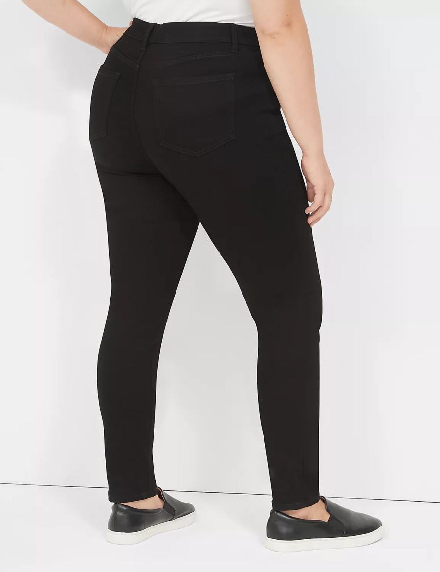 Lane Bryant Signature Fit Sateen Skinny Kadın Kot Pantolon Siyah | MGJ5724RC