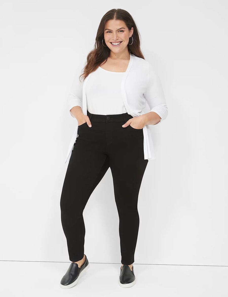 Lane Bryant Signature Fit Sateen Skinny Kadın Kot Pantolon Siyah | MGJ5724RC