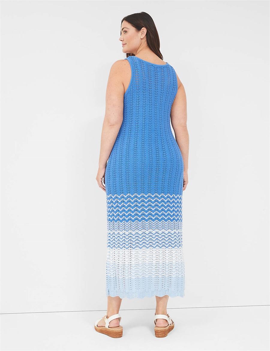 Lane Bryant Sleeveless Scoop-Neck Midi Sweater Kadın Örme Elbise Mavi | GYL7384UI