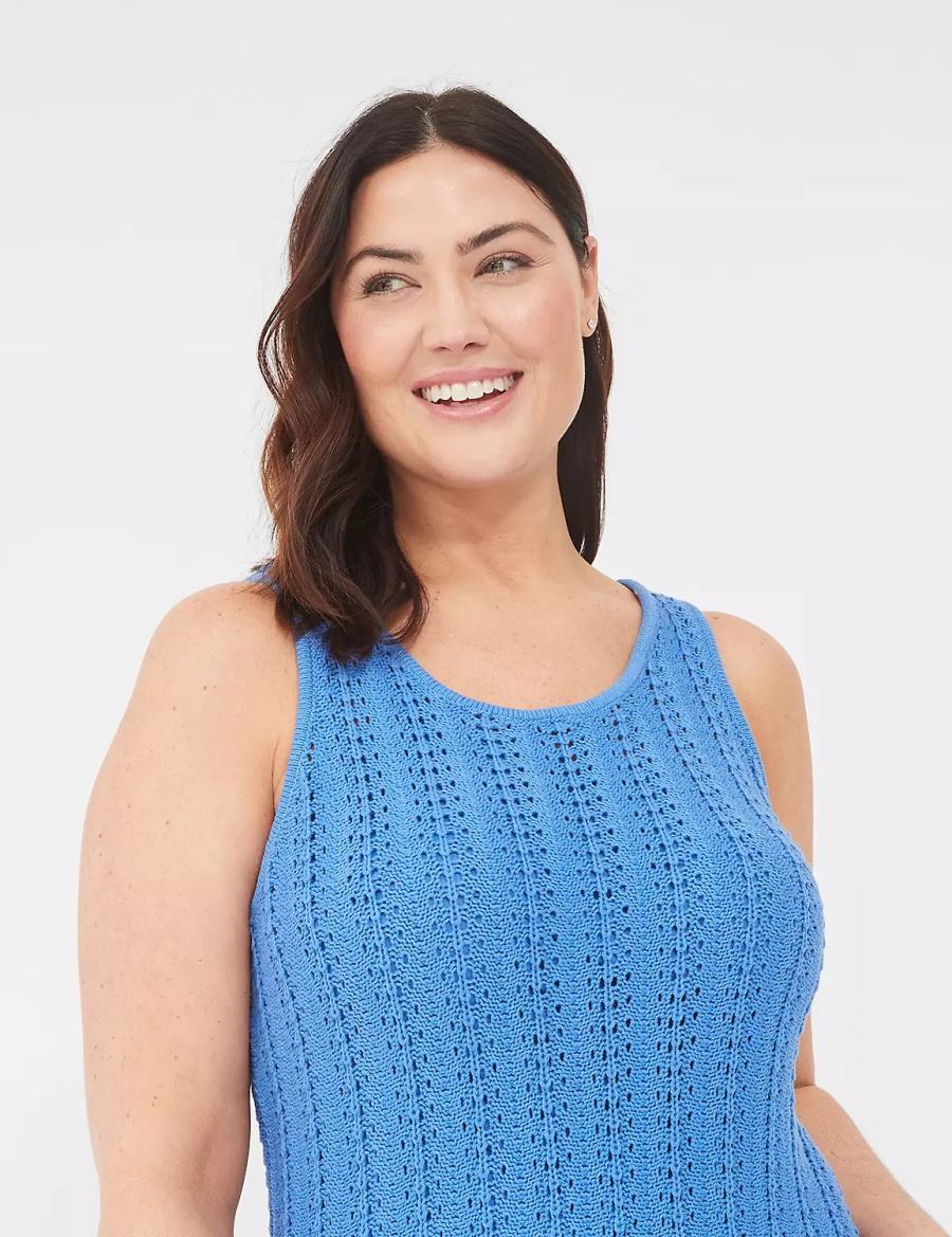 Lane Bryant Sleeveless Scoop-Neck Midi Sweater Kadın Örme Elbise Mavi | GYL7384UI