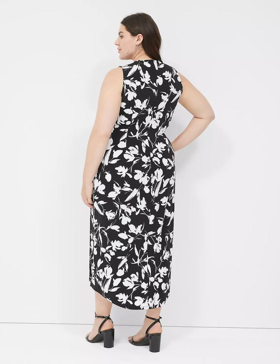 Lane Bryant Sleeveless Wrap Tie Jersey Kadın Midi Elbise Siyah | JRM6265SA